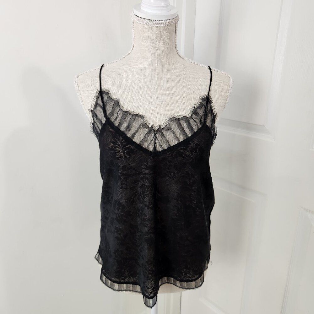 Current Air Top Womens XS Black Floral Lace Cami Anthropologie Elegant Office